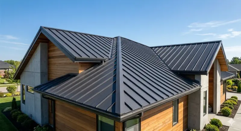 Standing seam metal roof installed on a residential home in Grimsby